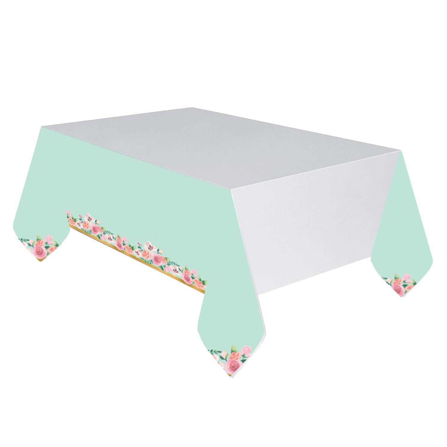 Mint To Be Paper Table Cover 54 x 96in Printed Tableware - Party Centre