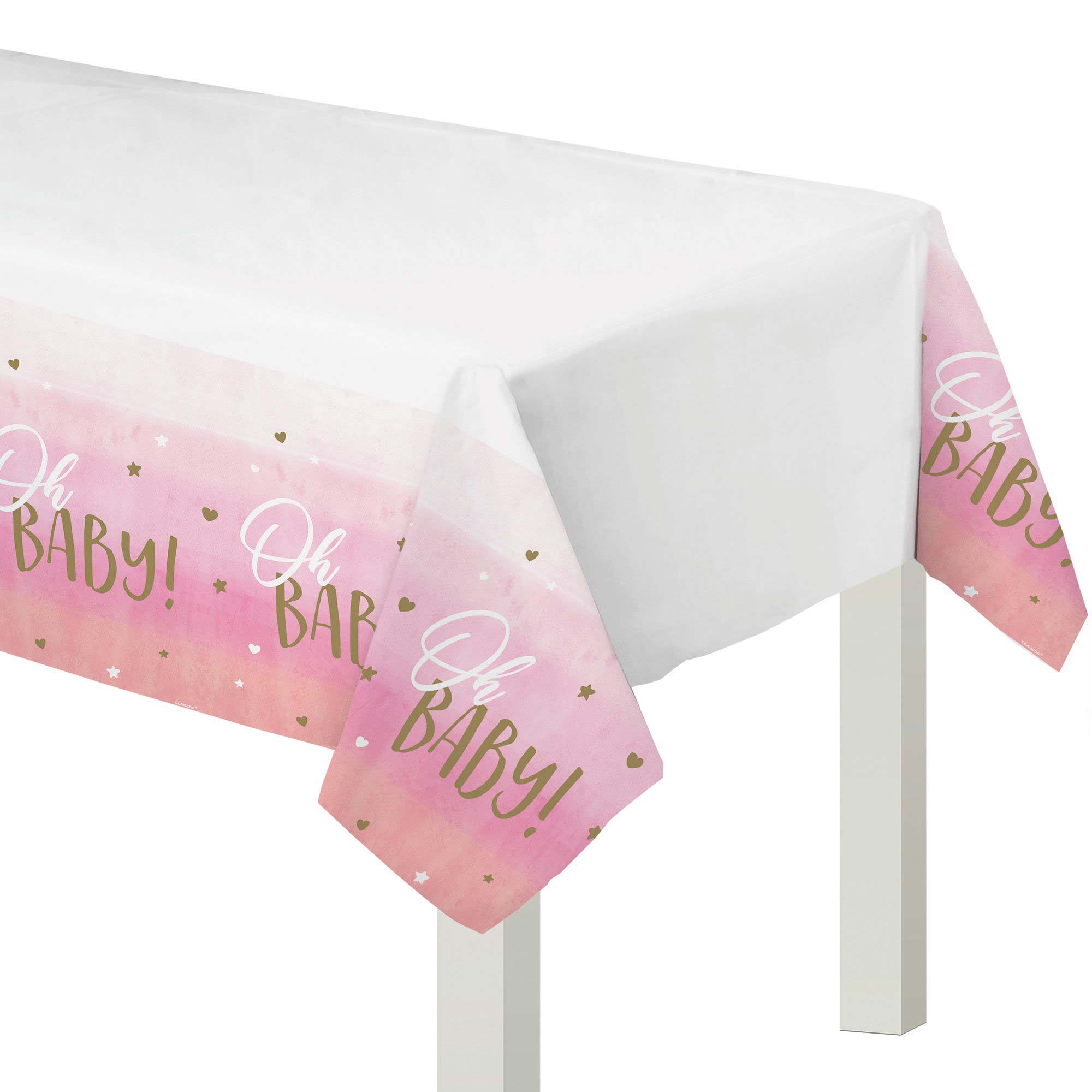 Oh Baby Girl Plastic Tablecover 137cm x 259cm Printed Tableware - Party Centre