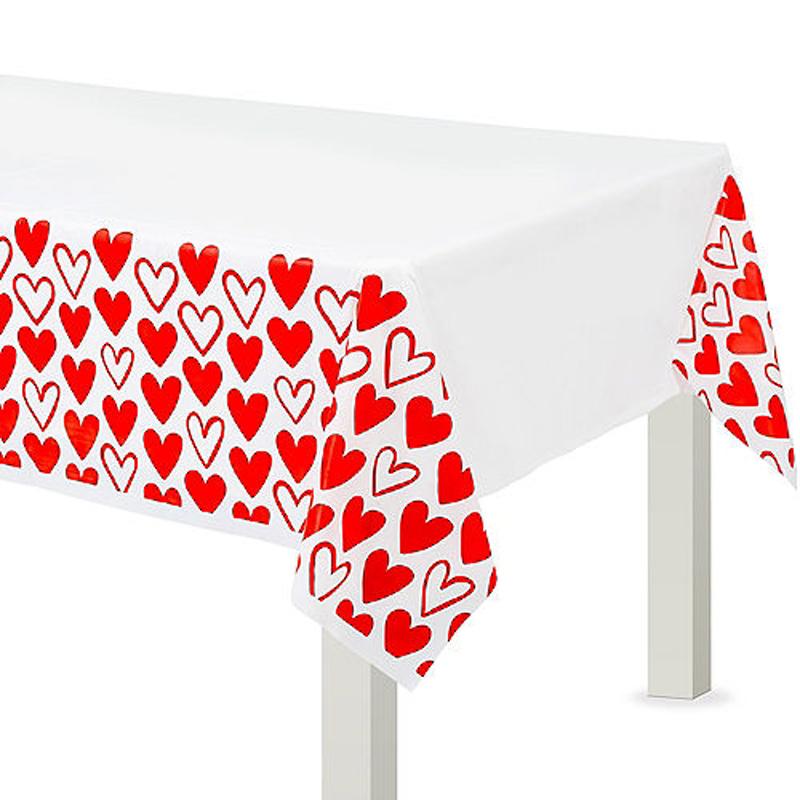 Heart Day Plastic Tablecover Printed Tableware - Party Centre