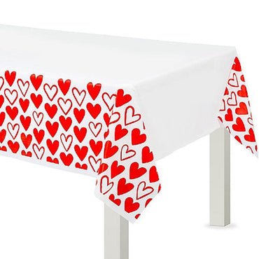 Heart Day Plastic Tablecover Printed Tableware - Party Centre