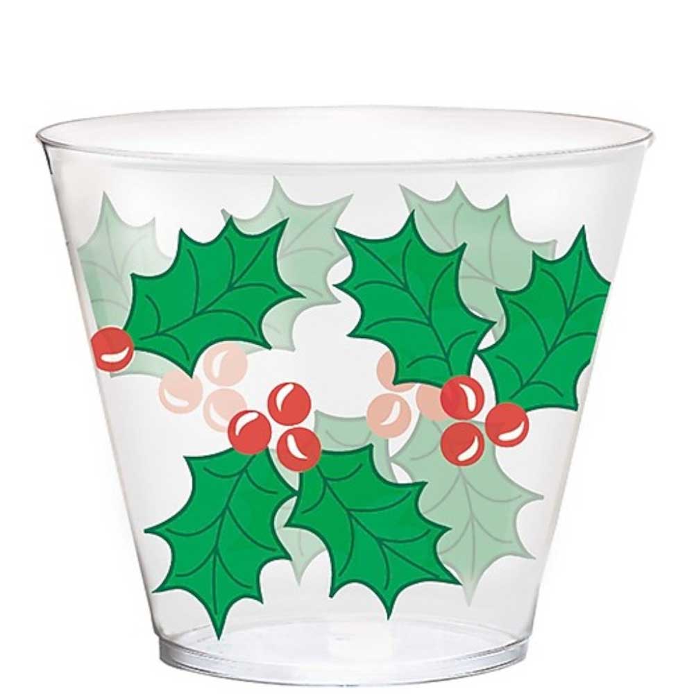 Holly Tumblers 9oz, 40pcs Candy Buffet - Party Centre