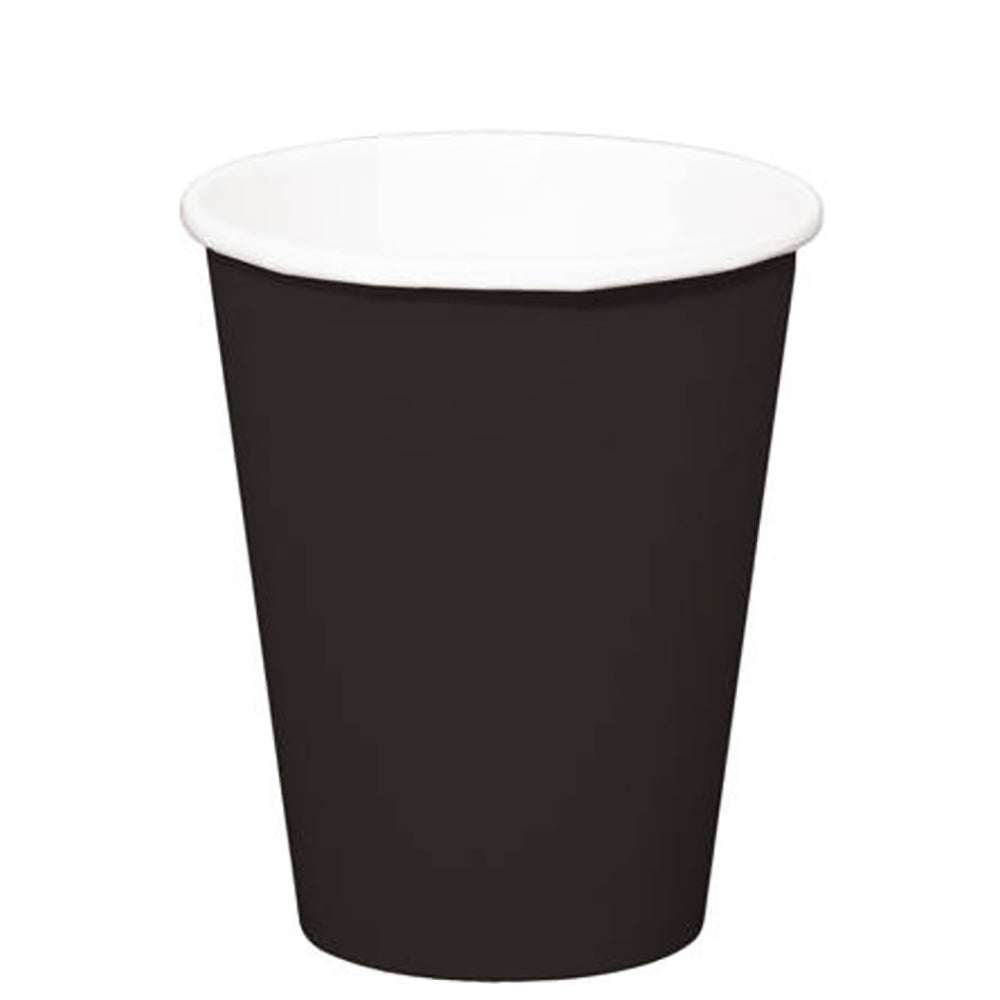 Jet Black Paper Cups 9oz, 8pcs