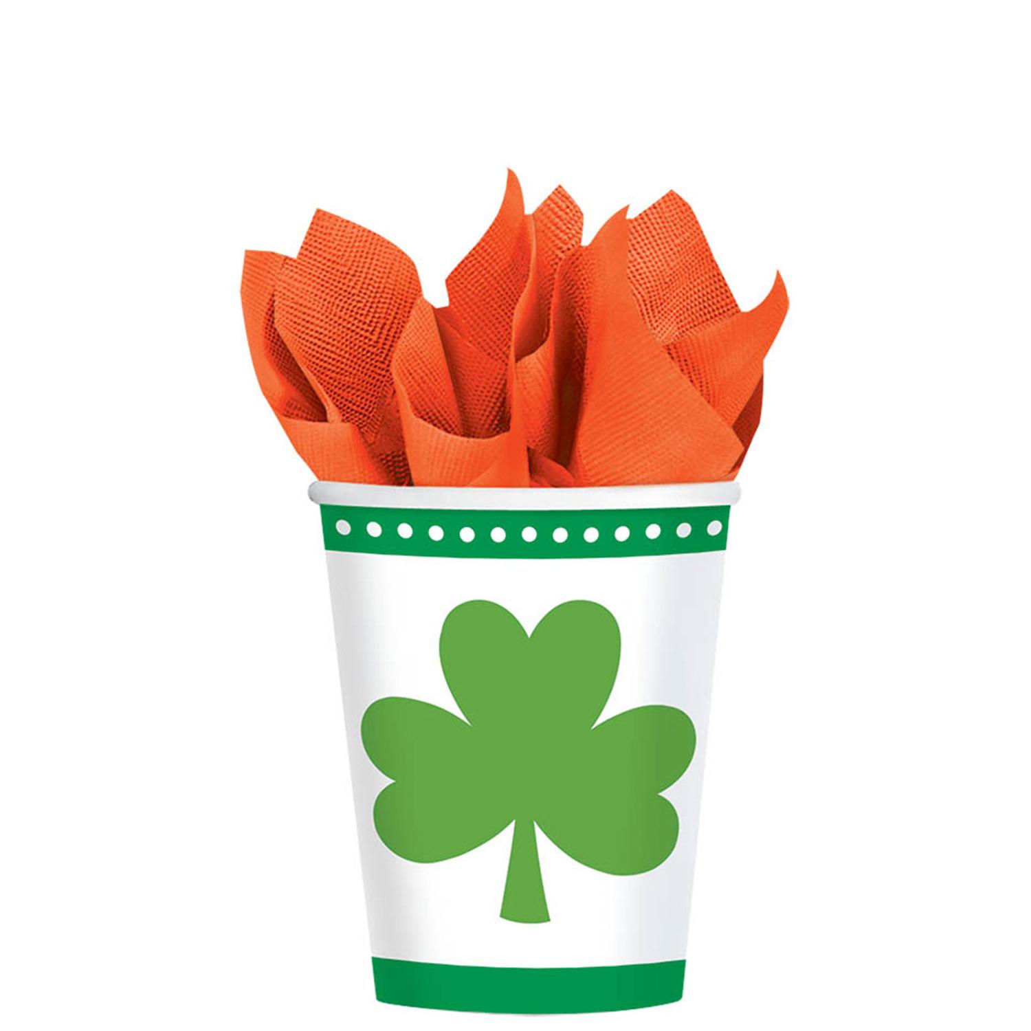 Lucky Shamrock Cups 9oz, 8pcs Printed Tableware - Party Centre