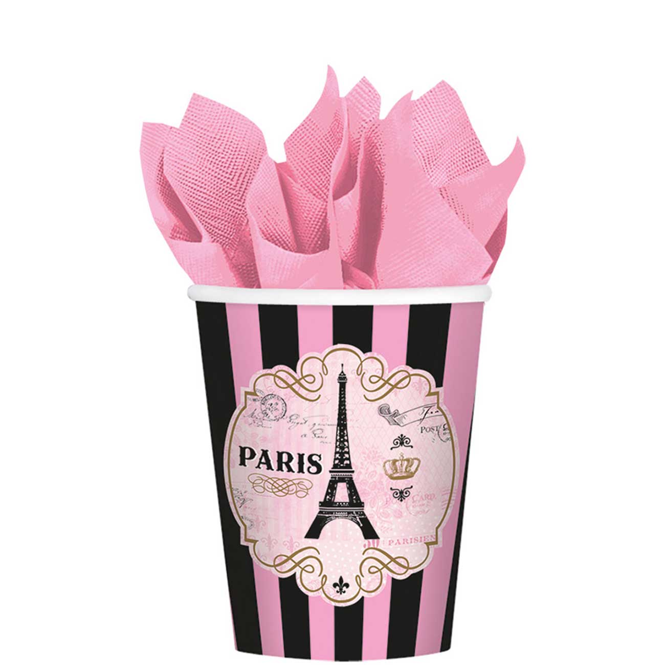 A Day In Paris Paper Cups 9oz, 8pcs Printed Tableware - Party Centre