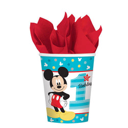 Mickey Fun Basic 57 Pieces Tableware Party Supplies for 8 Guests
