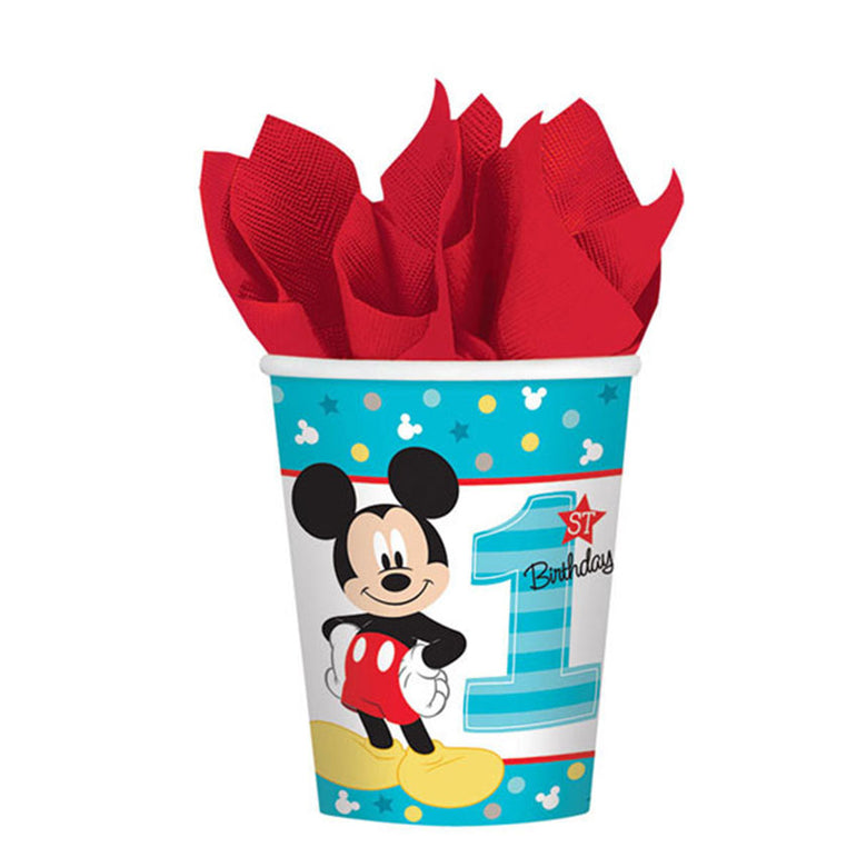 Mickey Fun Basic 57 Pieces Tableware Party Supplies for 8 Guests