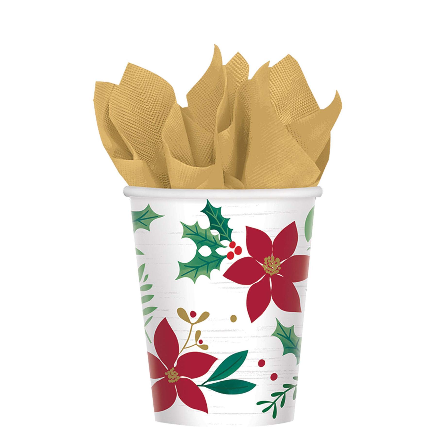 Christmas Wishes Paper Cups 9oz 8pcs Printed Tableware - Party Centre