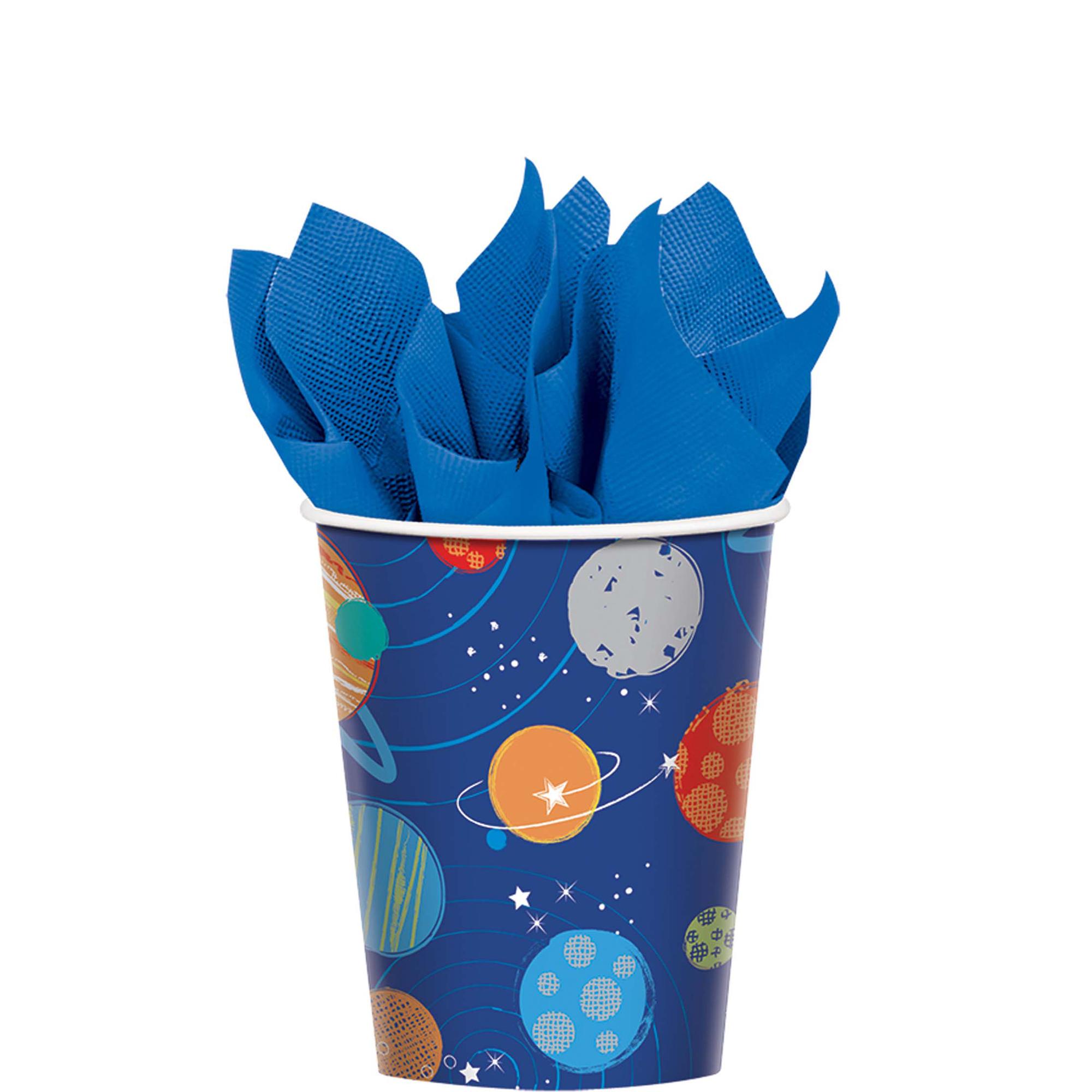 Blast Off Birthday Paper Cups 9oz, 8pcs Printed Tableware - Party Centre
