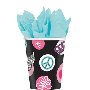 Rocker Princess Cups 9oz, 8pcs Printed Tableware - Party Centre