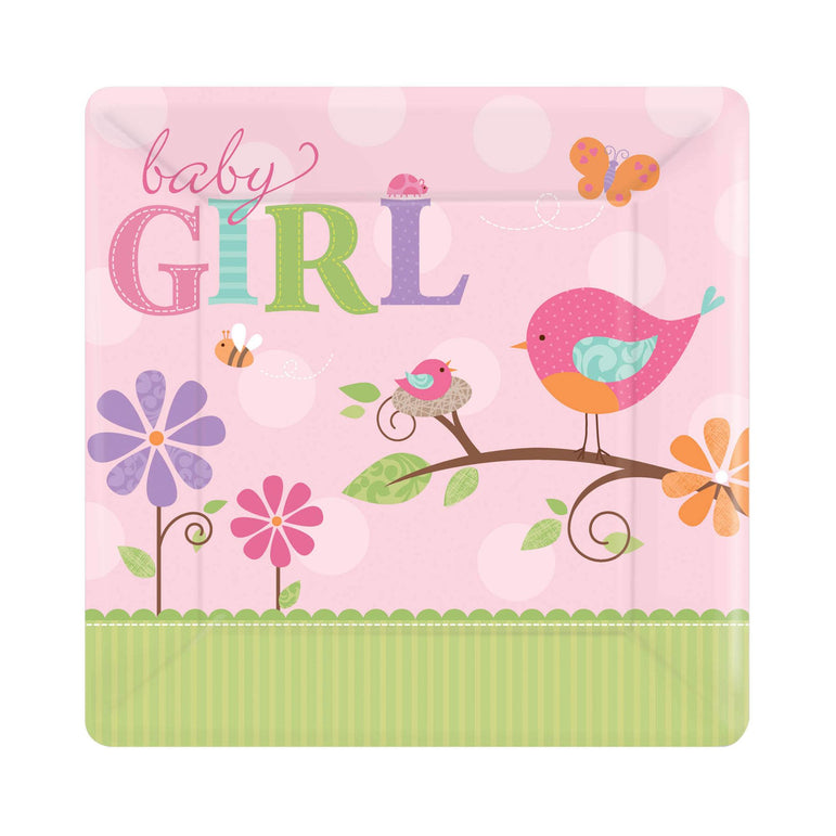 Tweet Baby Girl Dinner Plates 10in, 8pcs Printed Tableware - Party Centre