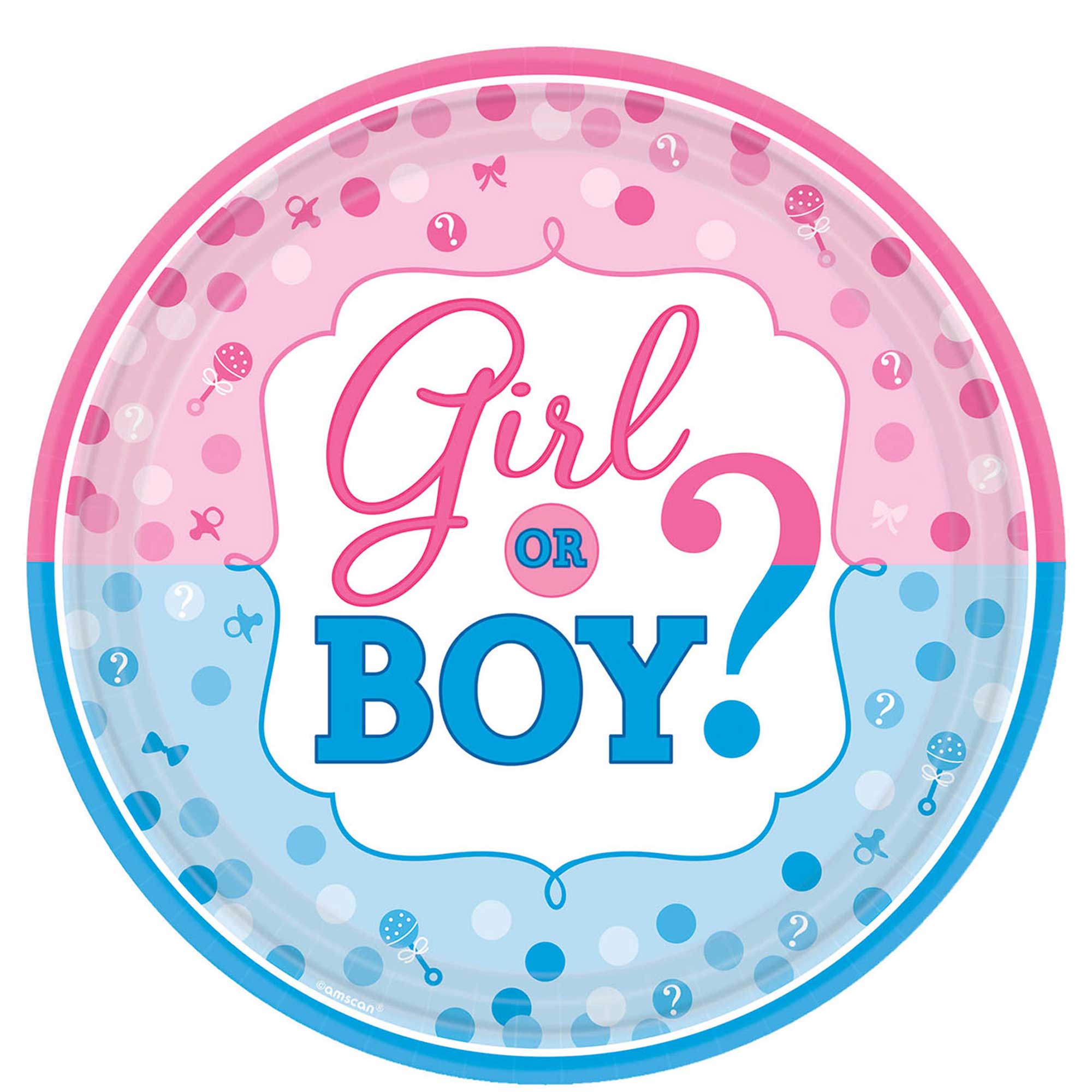 Girl Or Boy? Round Paper Plates 10.50in, 8pcs Printed Tableware - Party Centre