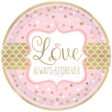 Sparkling Wedding Paper Plates 10.50in, 8pcs Printed Tableware - Party Centre