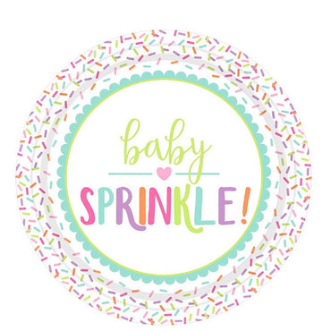 Baby Sprinkle Round Paper Plates 10.5in, 8pcs Printed Tableware - Party Centre