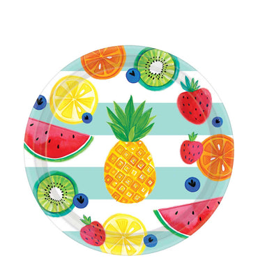 Hello Summer Round Plates 26cm 8pcs Printed Tableware - Party Centre