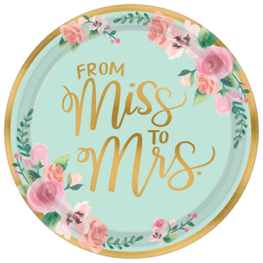 Mint To Be Metallic Round Paper Plates 10.5in 8pcs Solid Tableware - Party Centre