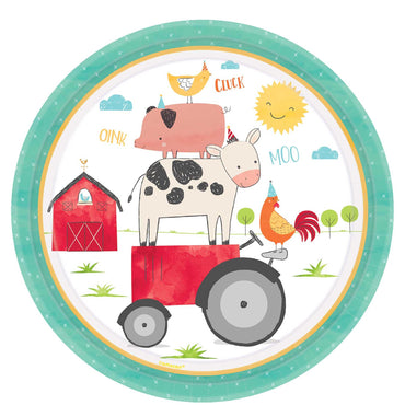 Barnyard Birthday Paper Plates 10.5in, 8pcs Solid Tableware - Party Centre