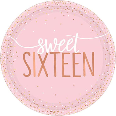 Sixteen Blush Round Metallic Plates 10.5in, 8pcs