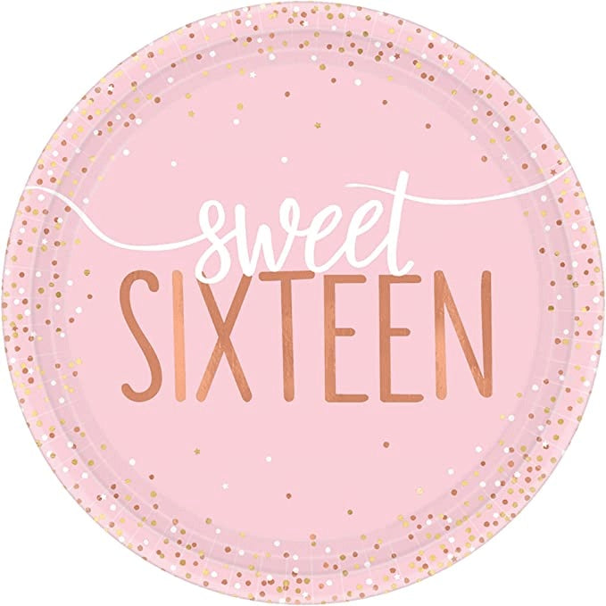 Sixteen Blush Round Metallic Plates 10.5in, 8pcs