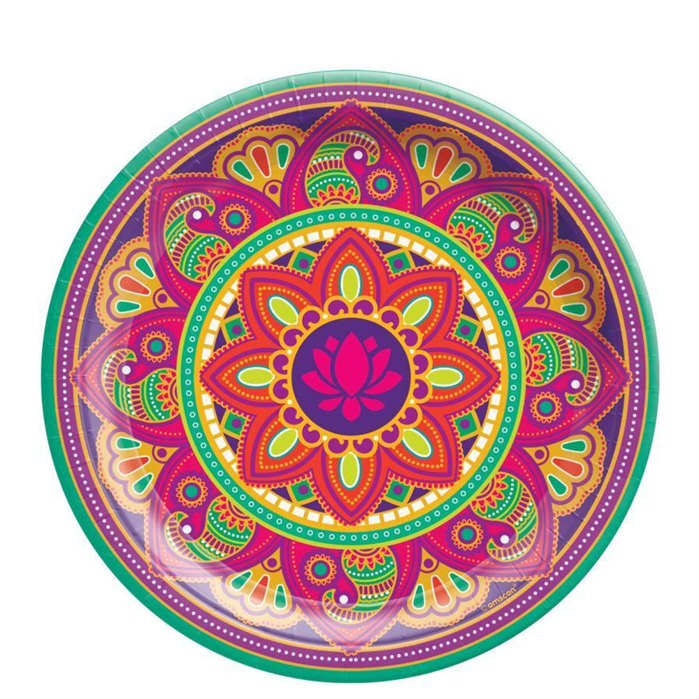 Rangoli Dream Diwali Round Paper Plates 8pcs 10.5in