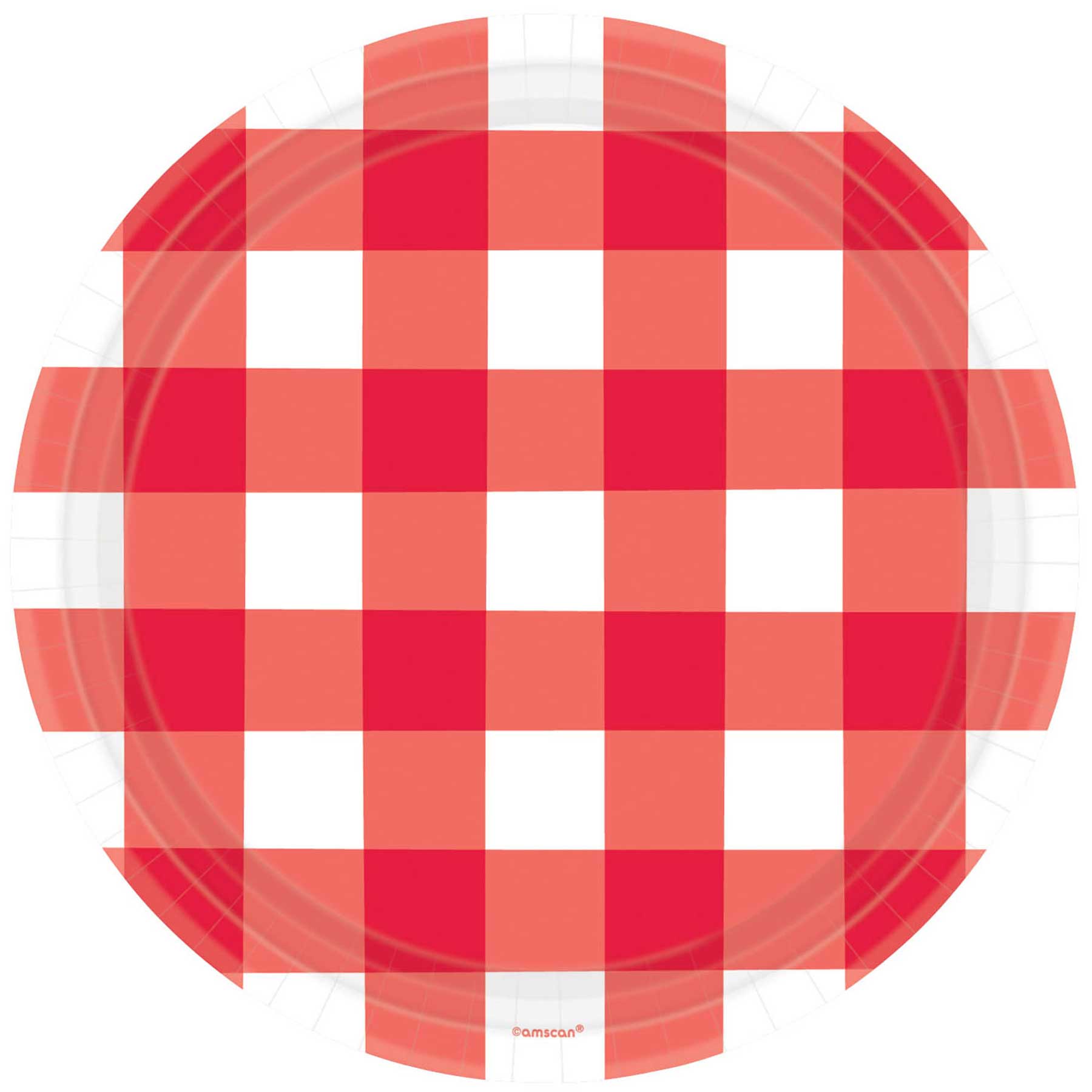 American Summer Red Gingham Paper Plates 10.5in, 8pcs Printed Tableware - Party Centre