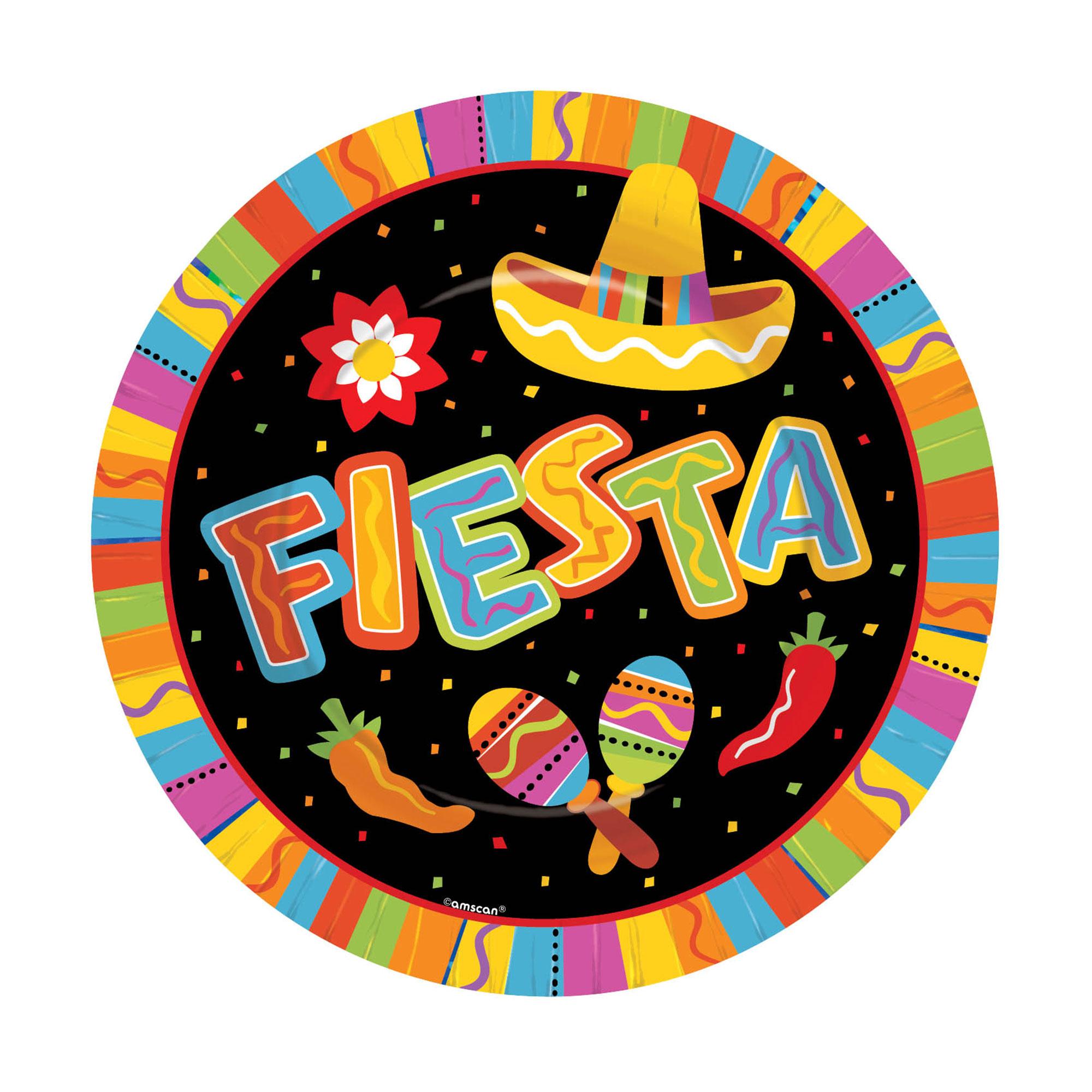 Fiesta Fun Dinner Plates 10 1/2 in 8pcs Printed Tableware - Party Centre