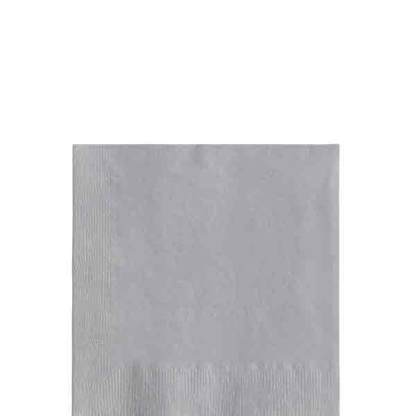 Silver 2-Ply Beverage Napkins, 40cts