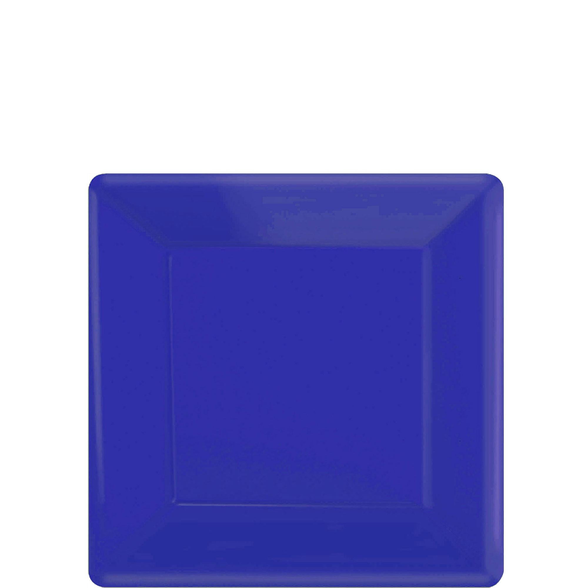 Bright Royal Blue Square Paper Plates 7in, 20pcs Solid Tableware - Party Centre