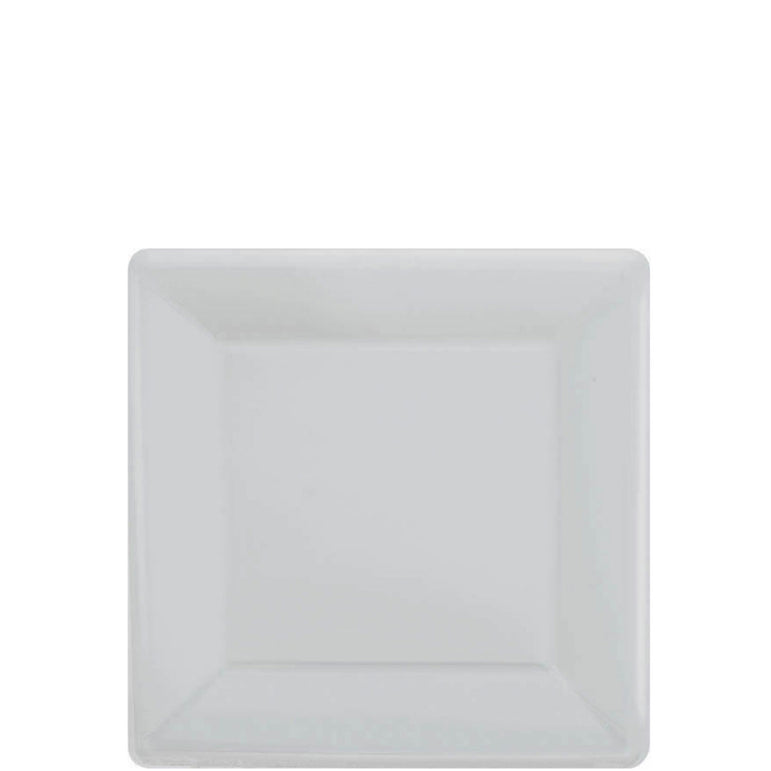 Silver Square Paper Plates 7in, 20pcs Solid Tableware - Party Centre