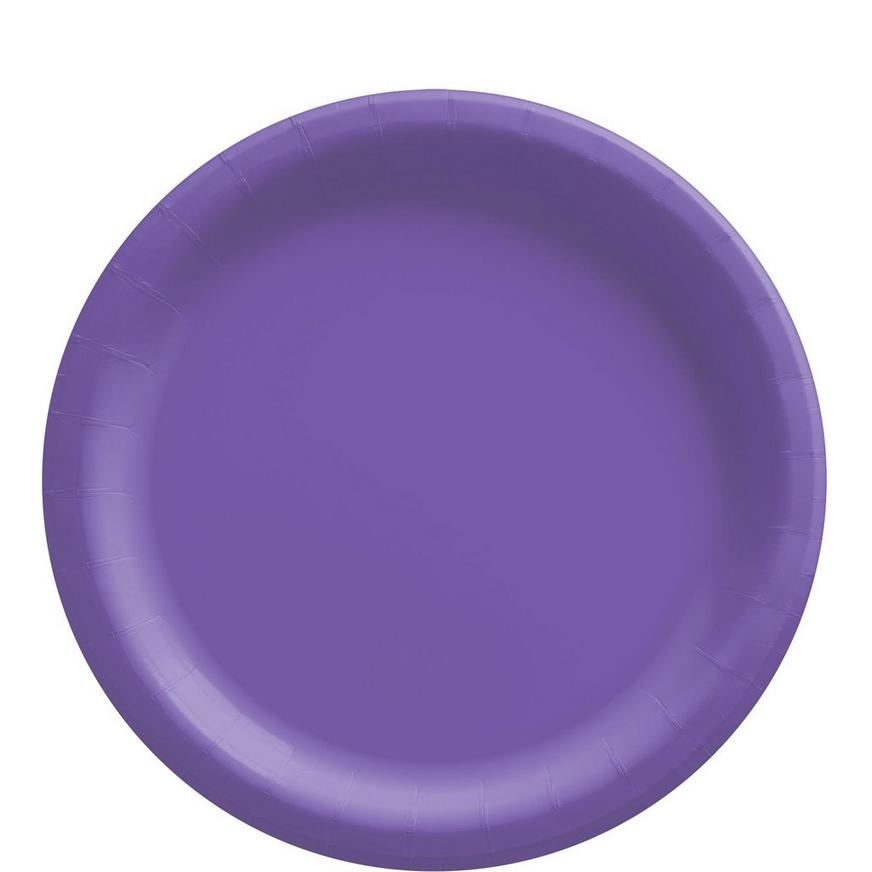 New Purple Round Paper Plates 8.5in 20pcs