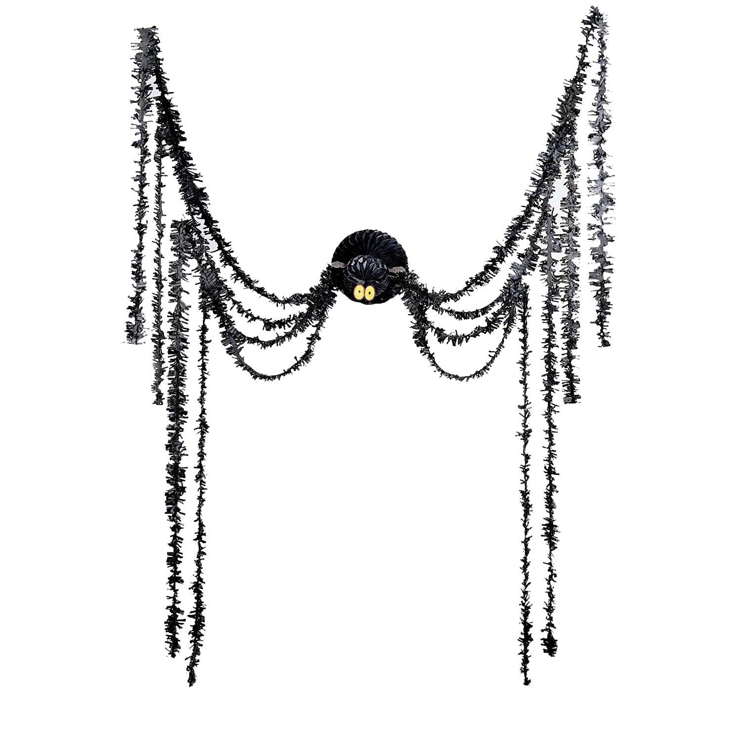 Spider All-In-One Honeycomb And Tinsel Decorations - Party Centre