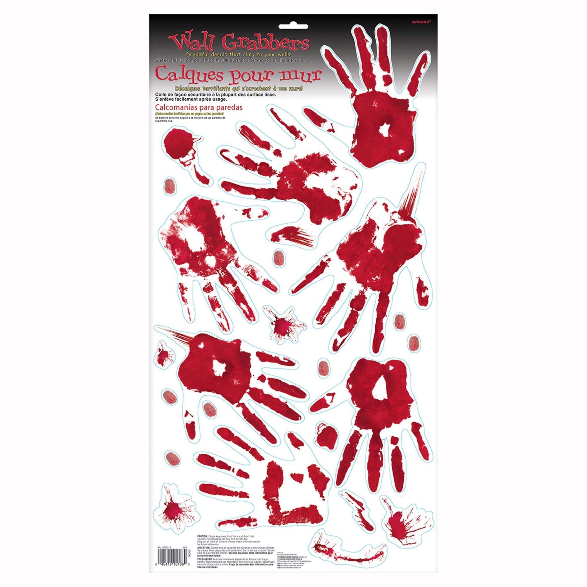 Skeleton Hand Print Wall Grabbers Decorations - Party Centre