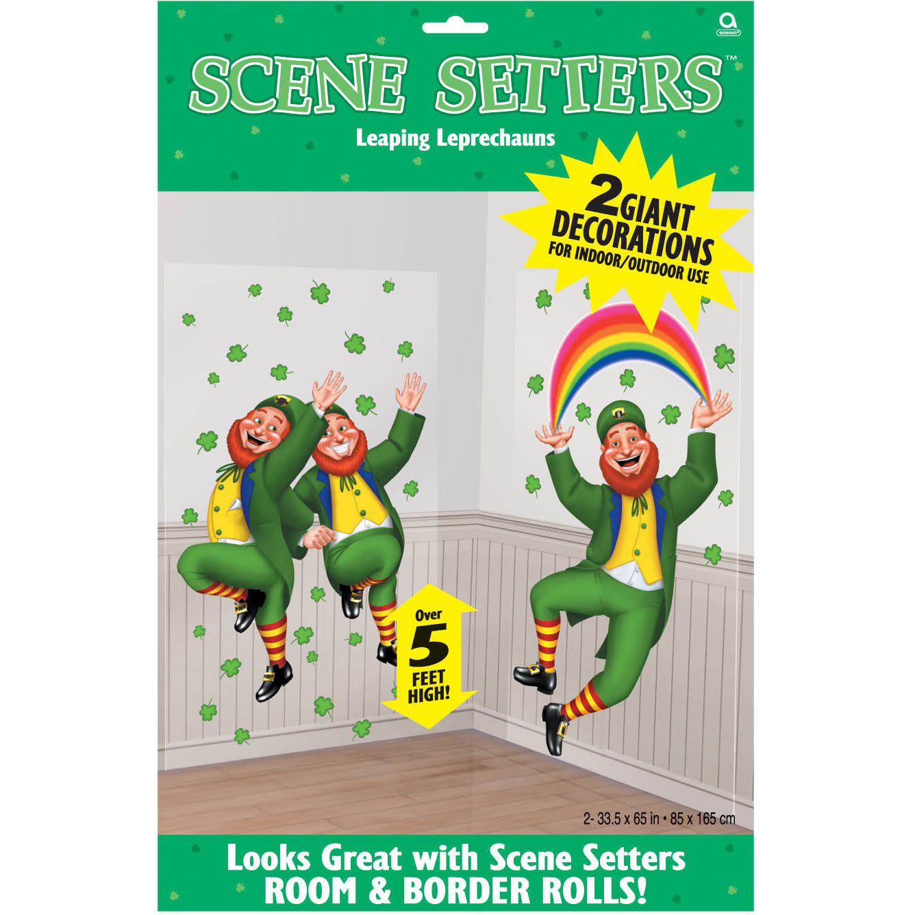 St. Patrick's Day Leaping Leprechuans Scene Setters Decorations - Party Centre