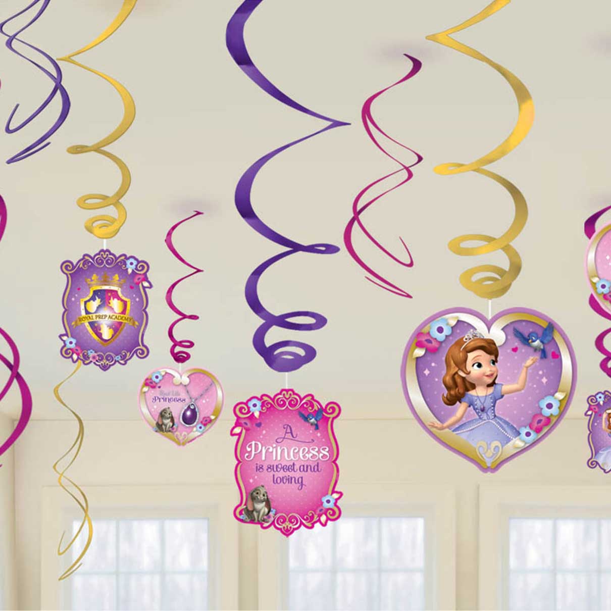 Disney Sofia The First Foil Swirl Decorations - Party Centre