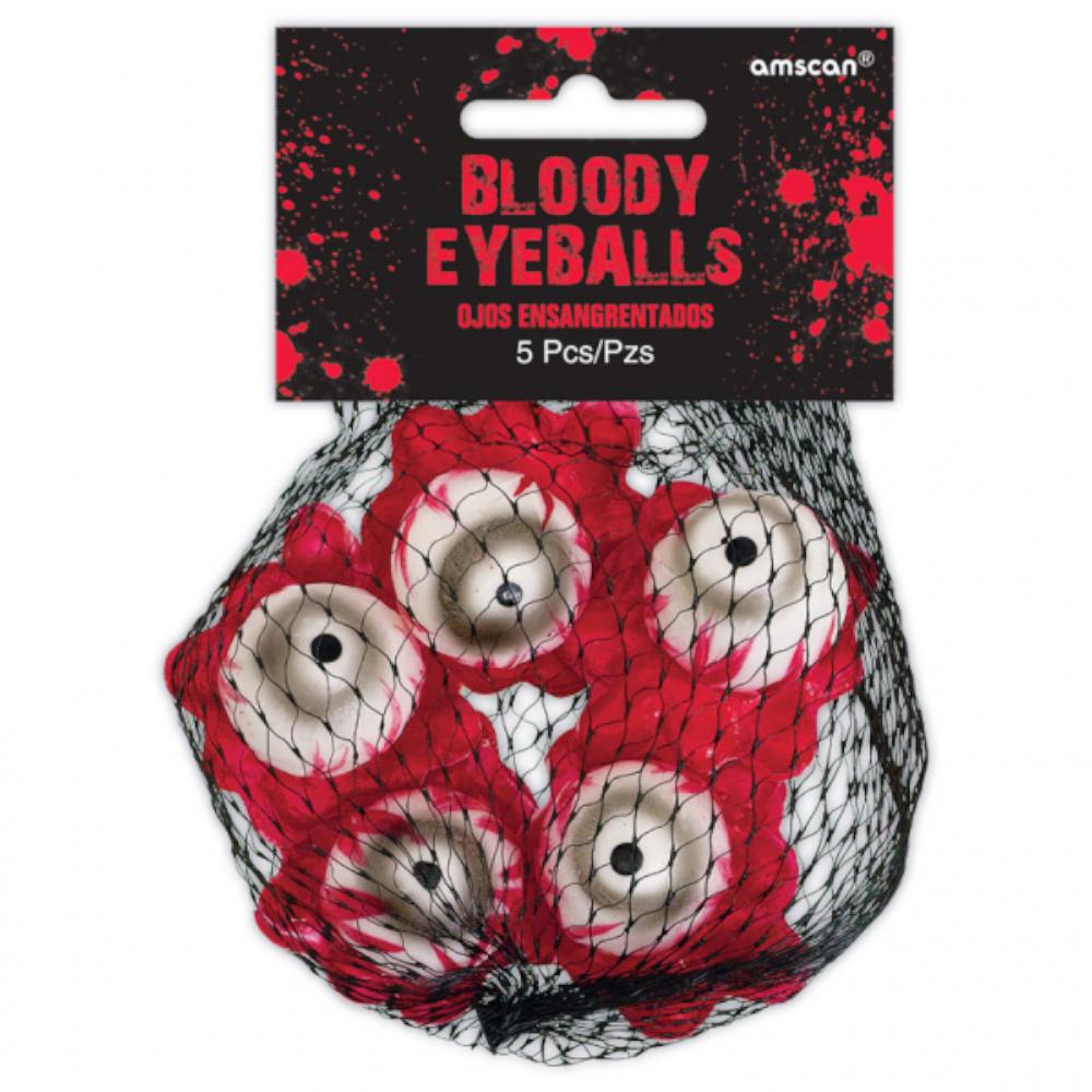 Halloween Asylum Bloody Eyeballs - Plastic 5pcs Decorations - Party Centre