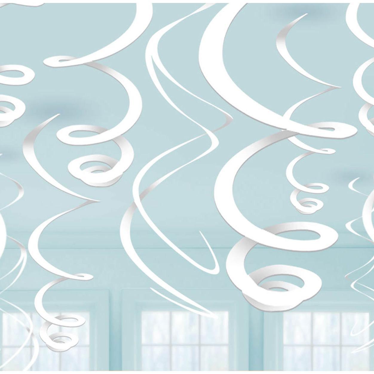 Frosty White Plastic Swirl Decoration 12pcs Decorations - Party Centre
