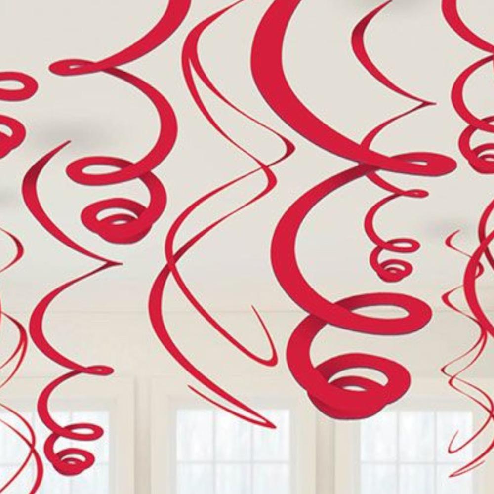 Apple Red Plastic Swirl Hanging Decoration Decorations - Party Centre