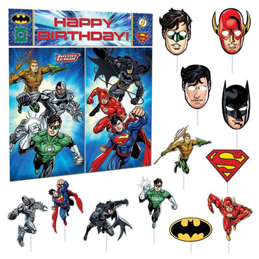 Justice League Scene Setters With Photo Props Decorations - Party Centre