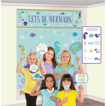 Mermaid Wishes Scene Setter With Props 17pcs Party Accessories - Party Centre