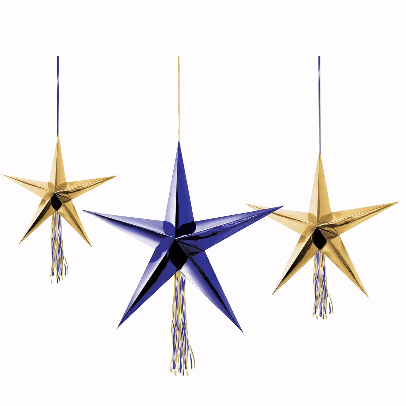 Midnight NYE 3D Star Hanging Decoration Decorations - Party Centre