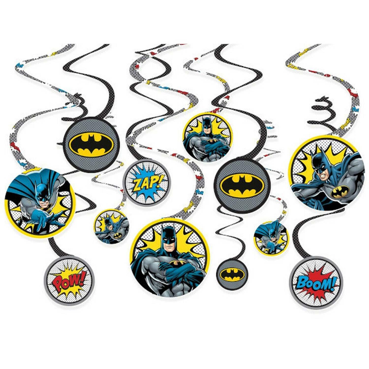 Heroes Unite Batman Spiral Decoration 12pcs Decorations - Party Centre