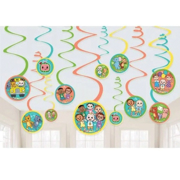 Cocomelon Spiral Decorations with 5in Cutouts Paper