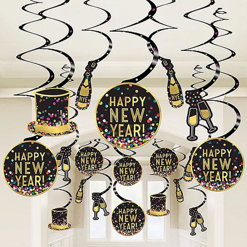 New Year's Swirl Colorful Confetti with Cutouts