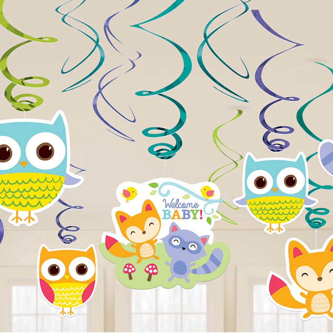 Woodland Welcome Swirl Decorations 12pcs Decorations - Party Centre