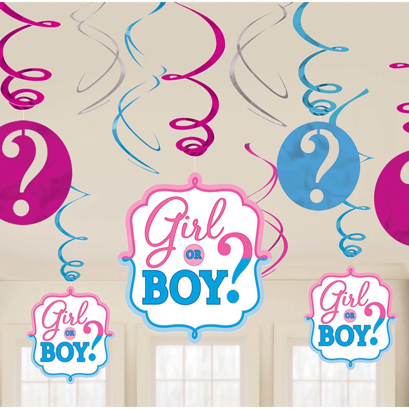 Baby Shower - Boy Or Girl? Swirl Decorations 12pcs