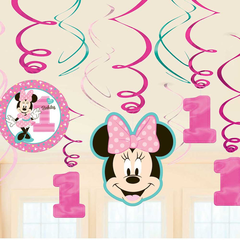 Minnie Fun To Be One Swirl Decoration Value Pack Decorations - Party Centre