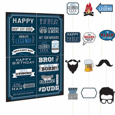 Happy Birthday Man Scene Setter with Props Decorations - Party Centre