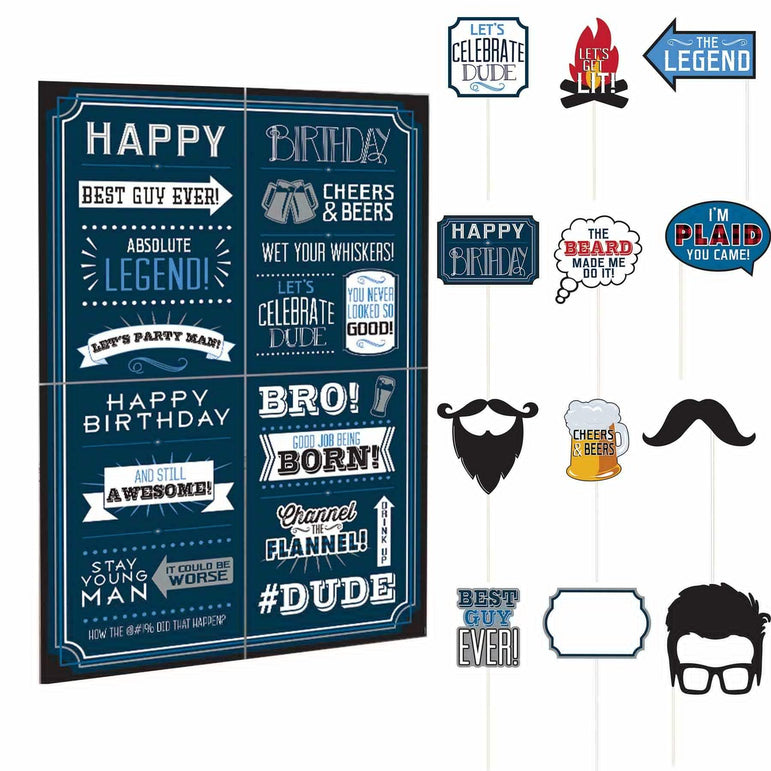 Happy Birthday Man Scene Setter with Props Decorations - Party Centre