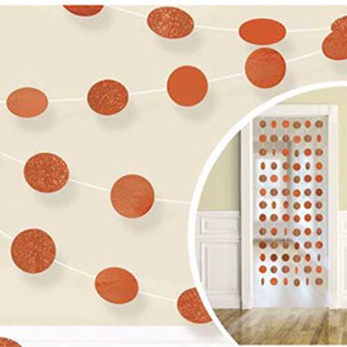 Orange Peel Round Glitter String Decorations 7ft, 6pcs