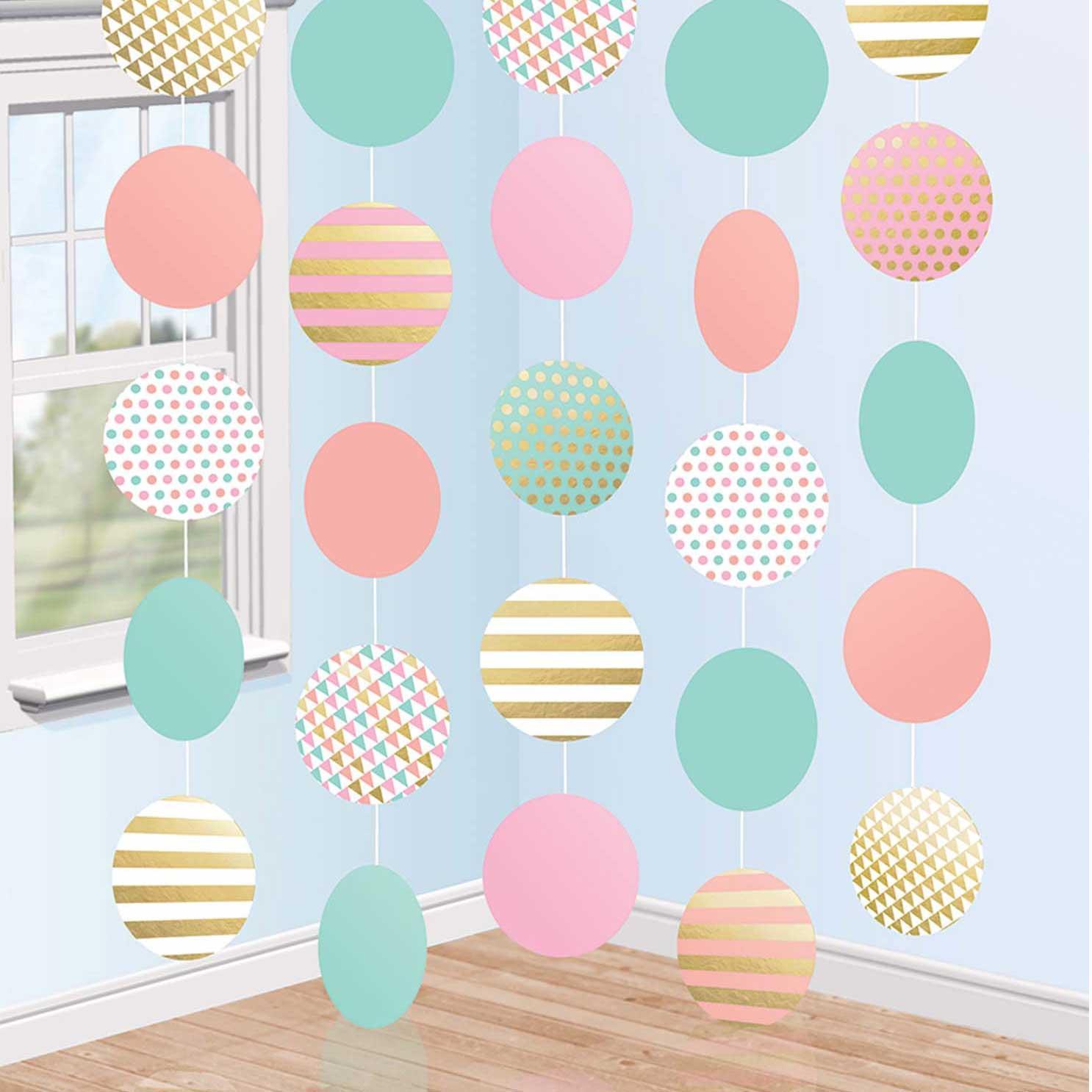 Pastel Circle Paper Hanging Decoration 5pcs