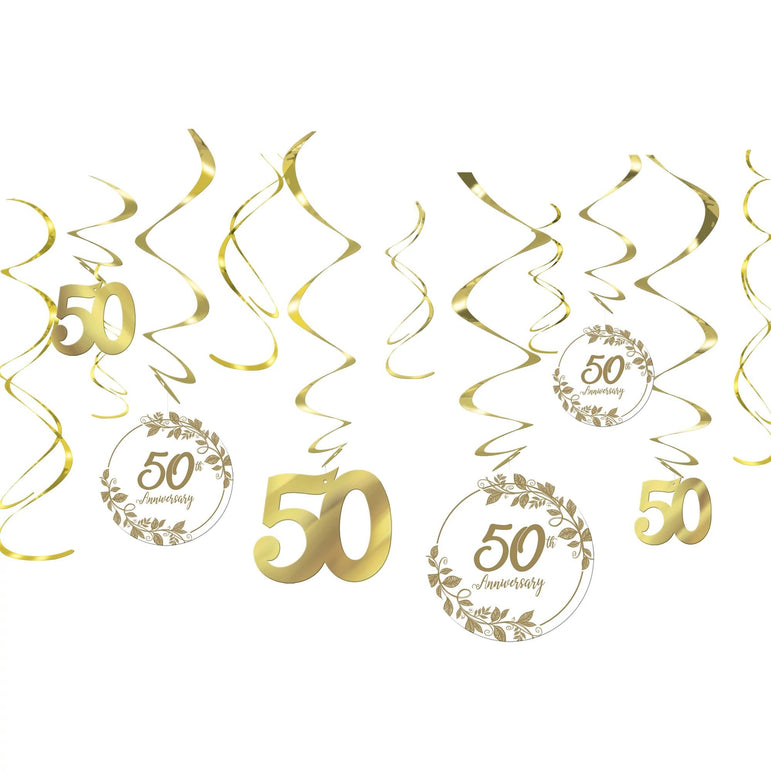 50th Anniversary Swirl Decoration Value Pack 12pcs